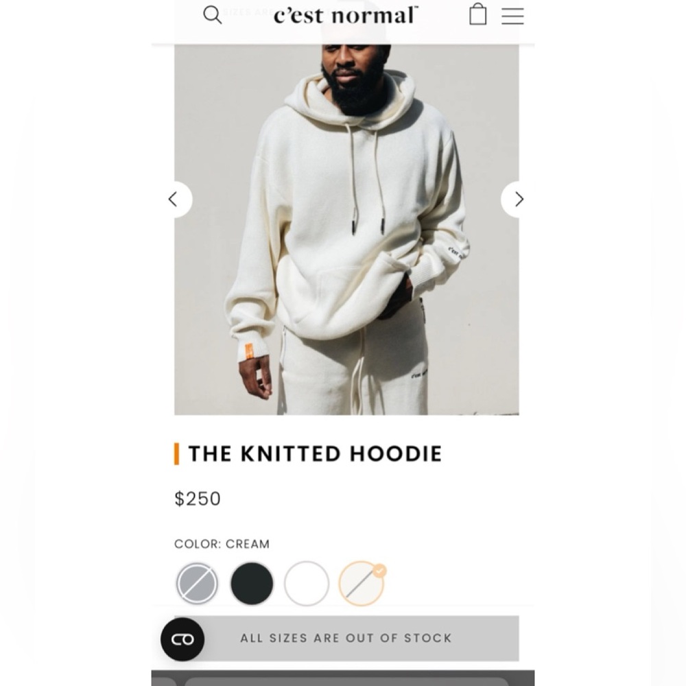 c’east normal off-white color hoodie and sweat pant set UK street wear Designer